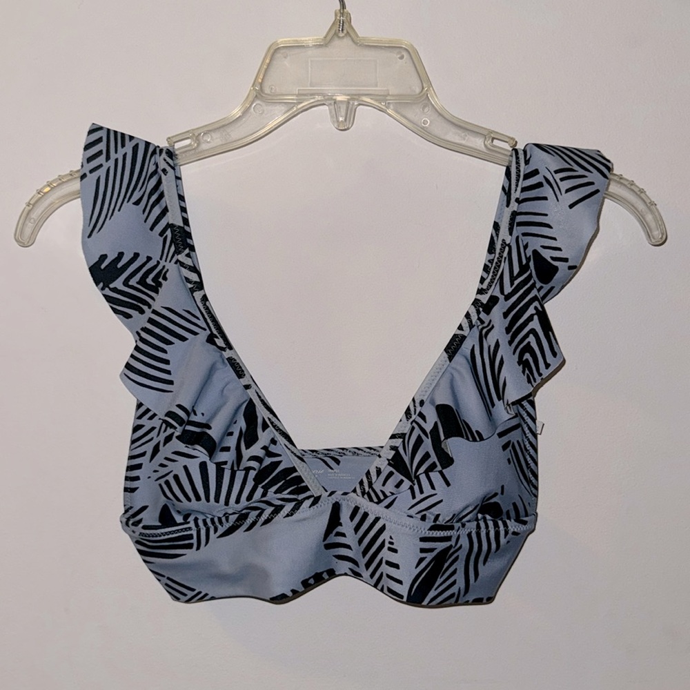 Aerie Blue Ruffle Triangle Bikini Top